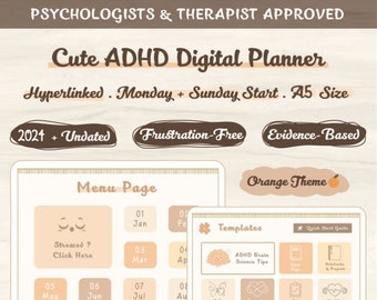 2024 + Undated Cute ADHD Digital Planner: Science-Based. Monday & Sunday Start. Kawaii Digital Planner. adhd digital planner for ipad