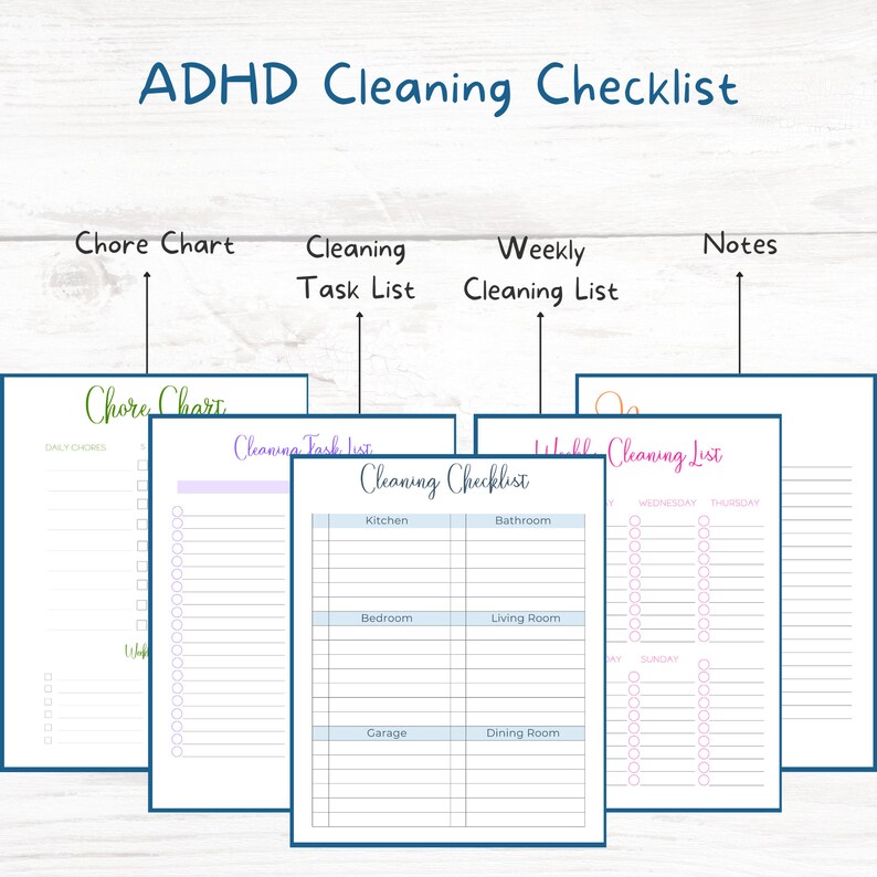 ADHD Cleaning Checklist Digital and Printable ADHD Cleaning Schedule