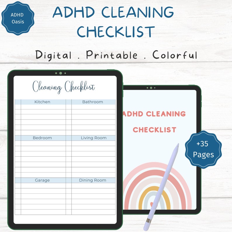 ADHD Cleaning Checklist Digital and Printable ADHD Cleaning Schedule