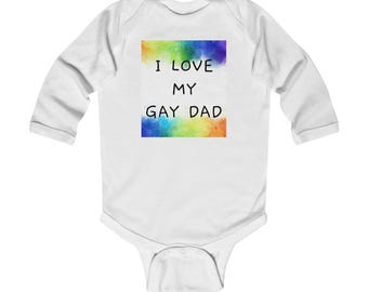 Jag älskar mina homosexuella pappas långärmad spädbarnsbody