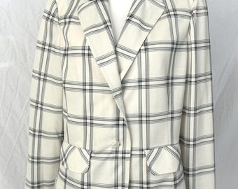 Blazer a cuadros vintage de los años 60 y 70: tejido de punto Butte, talla M para mujer