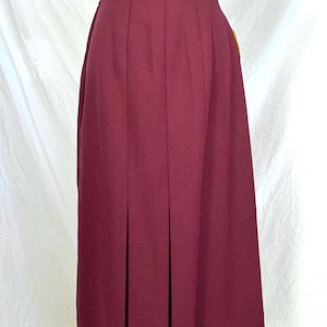 Vintage deadstock 70s 80s burgundy pleated A-line ankle length skirt, by Haberdashery is Personal, size 10 (M), 28&quot; waist, NWT, so cute!