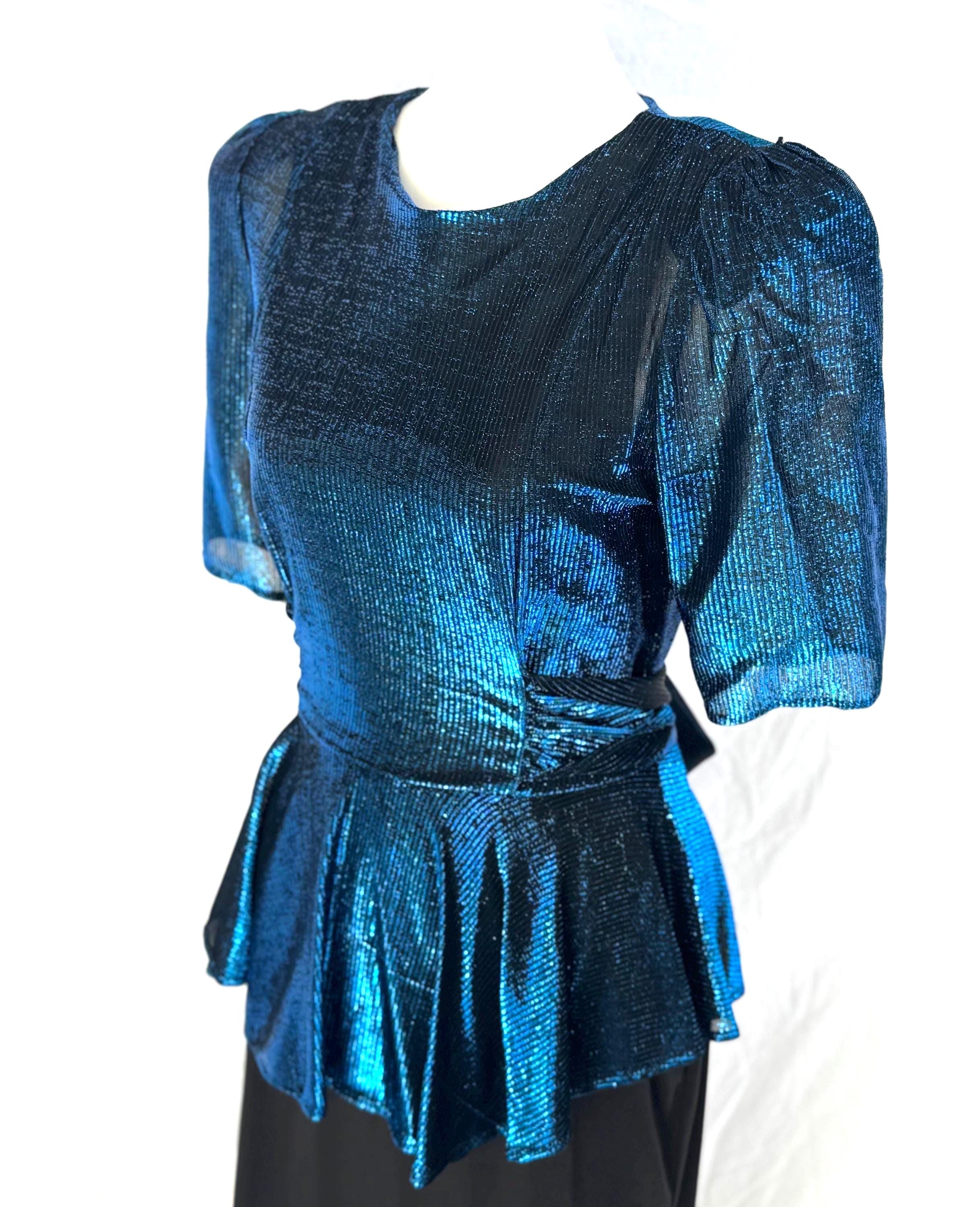 sachin and babi light blue dress Vintage 80s Black Velvet Holiday Party Dress main image 1