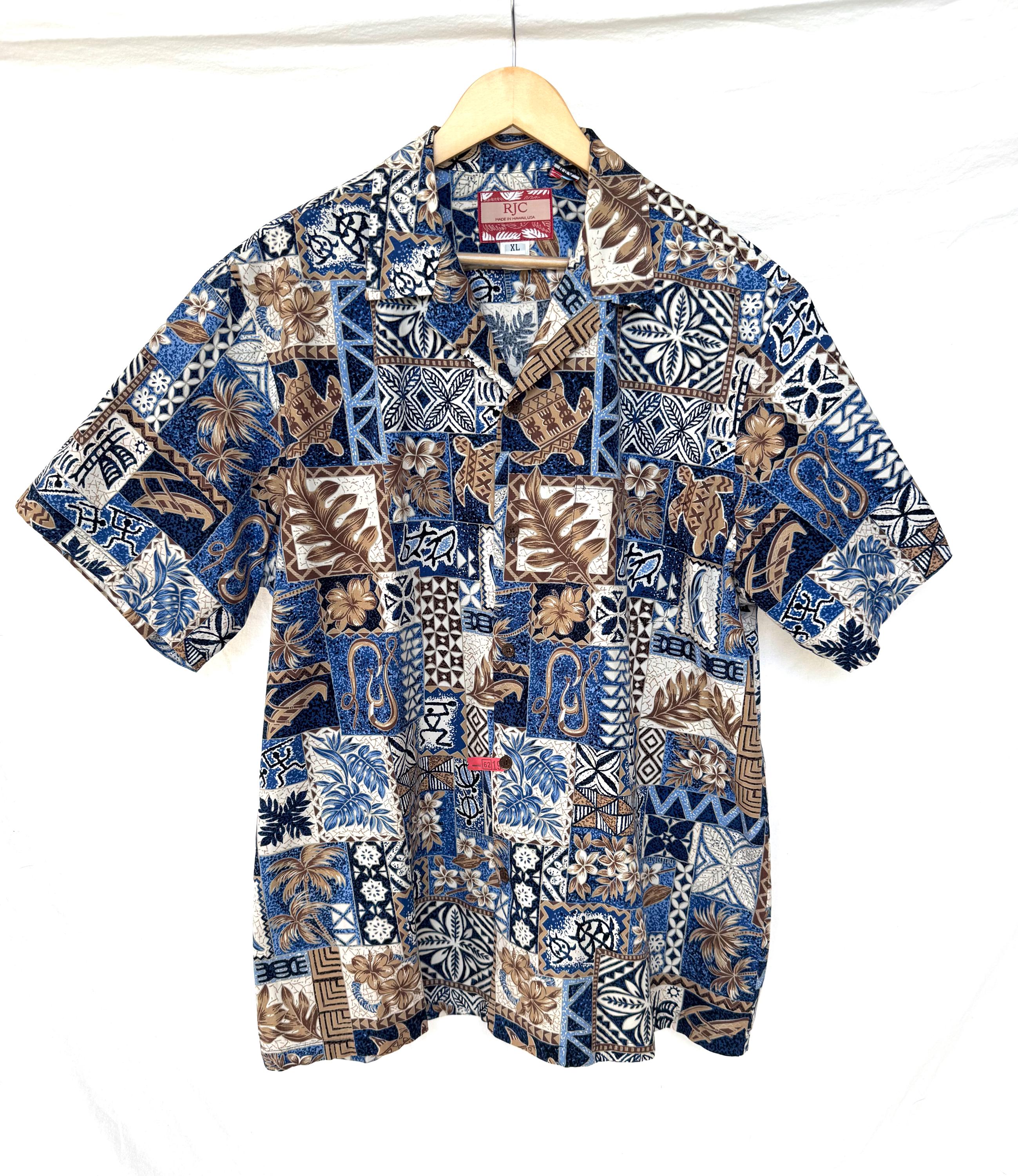 Chemise Hawaïenne - Gris Imprimé Tribal Paddler Homme - RJC Taille S
