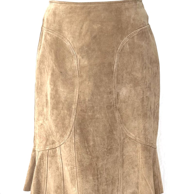 U-Slit Leather Pencil Skirt