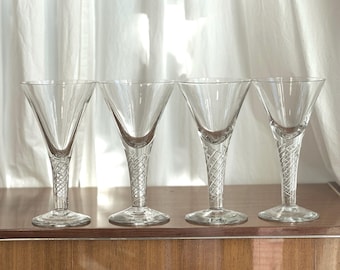 Vintage Air Twist Crystal Martini Glasses - Set of 4