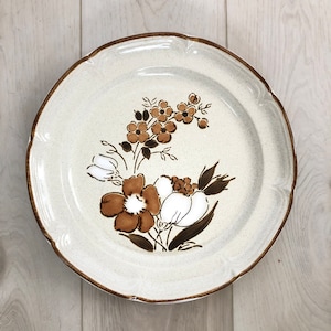 Hand painted flower theme stoneware serving platter, serving dish tray, Baroque line from Homer Laughlin 12 1/4”, excellent condition
