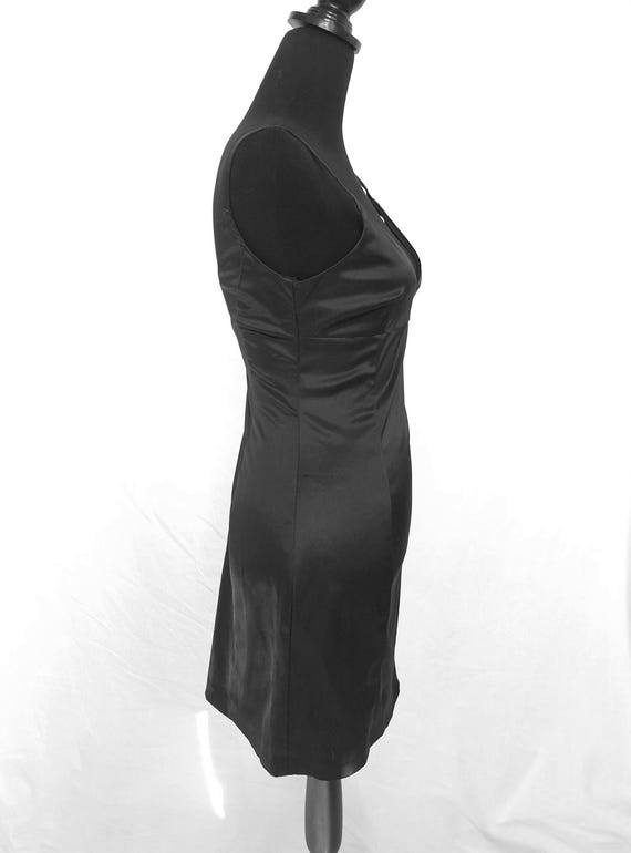 Y2K Guess Mini Dress: Black Stretch Satin Cocktail Dress