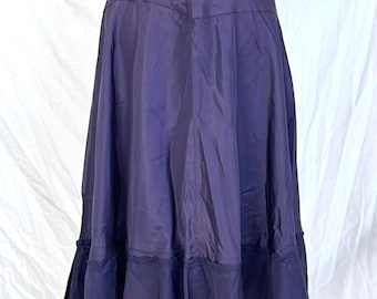 Vintage 50s Taffeta Full Slip Skirt, Dark Purple Blue, 28” waist
