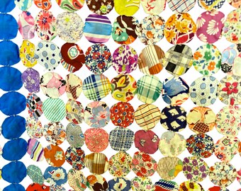 ヴィンテージヨーヨーキルト：1930年代～40年代のカラフルな生地