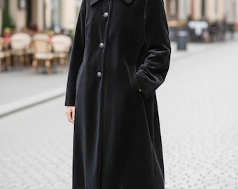 Vintage 60s Mod Black Velvet Coat - Surrey Classics - Women's M