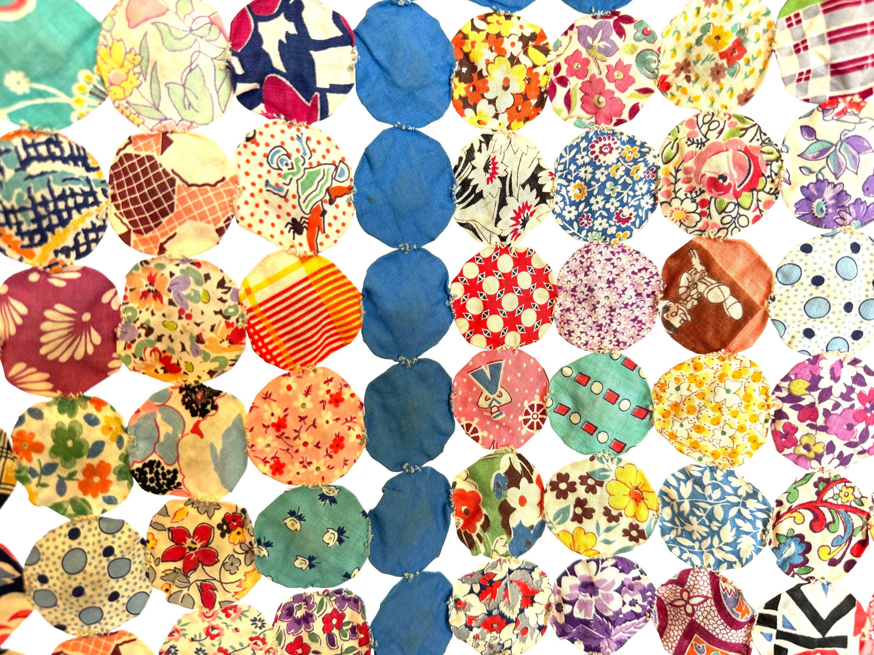 ヴィンテージヨーヨーキルト：1930年代～40年代のカラフルな生地