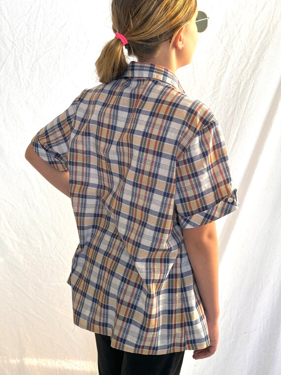 Pykiettes Plaid 70s 80s camp shirt/blouse, red, t… - image 9