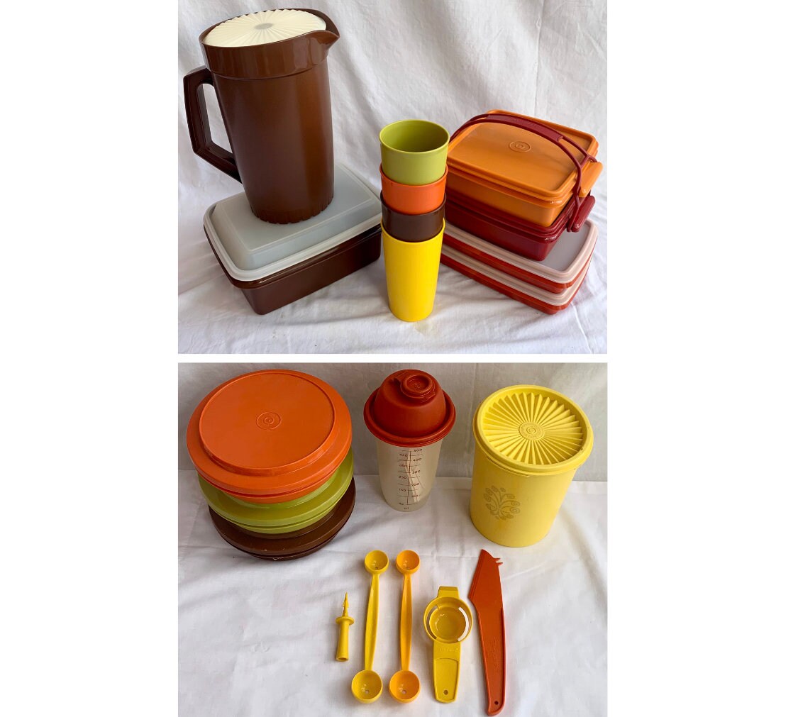 Vintage Tupperware Bundle Orange Juice Set Brown Lid Storage Container –  Tiffany's Treasures and Trinkets