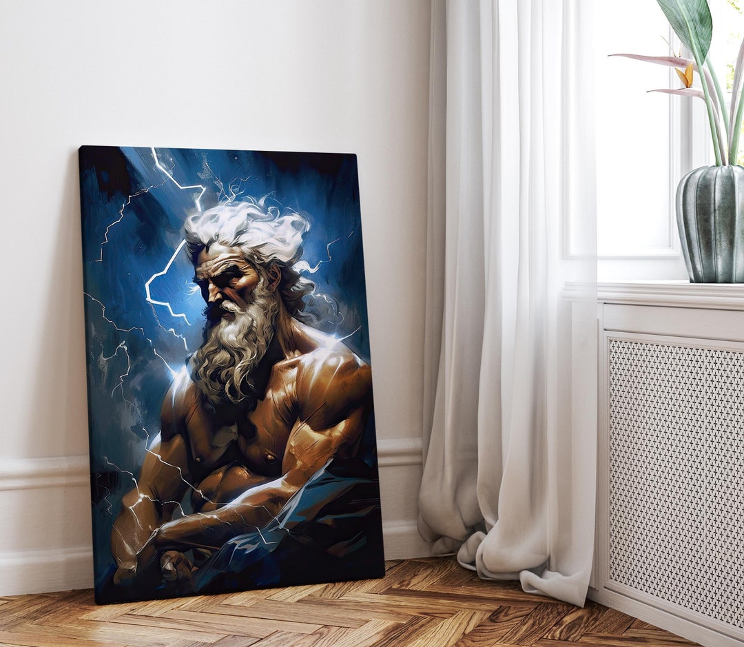 Zeus Canvas Zeus Wall Art Zeus Print Zeus Statue Greek Etsy