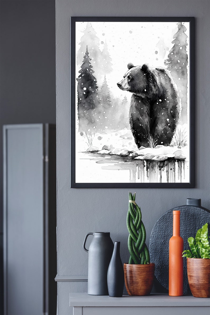 Bear Art Print Bear Wall Art Bear Painting Bear Etsy