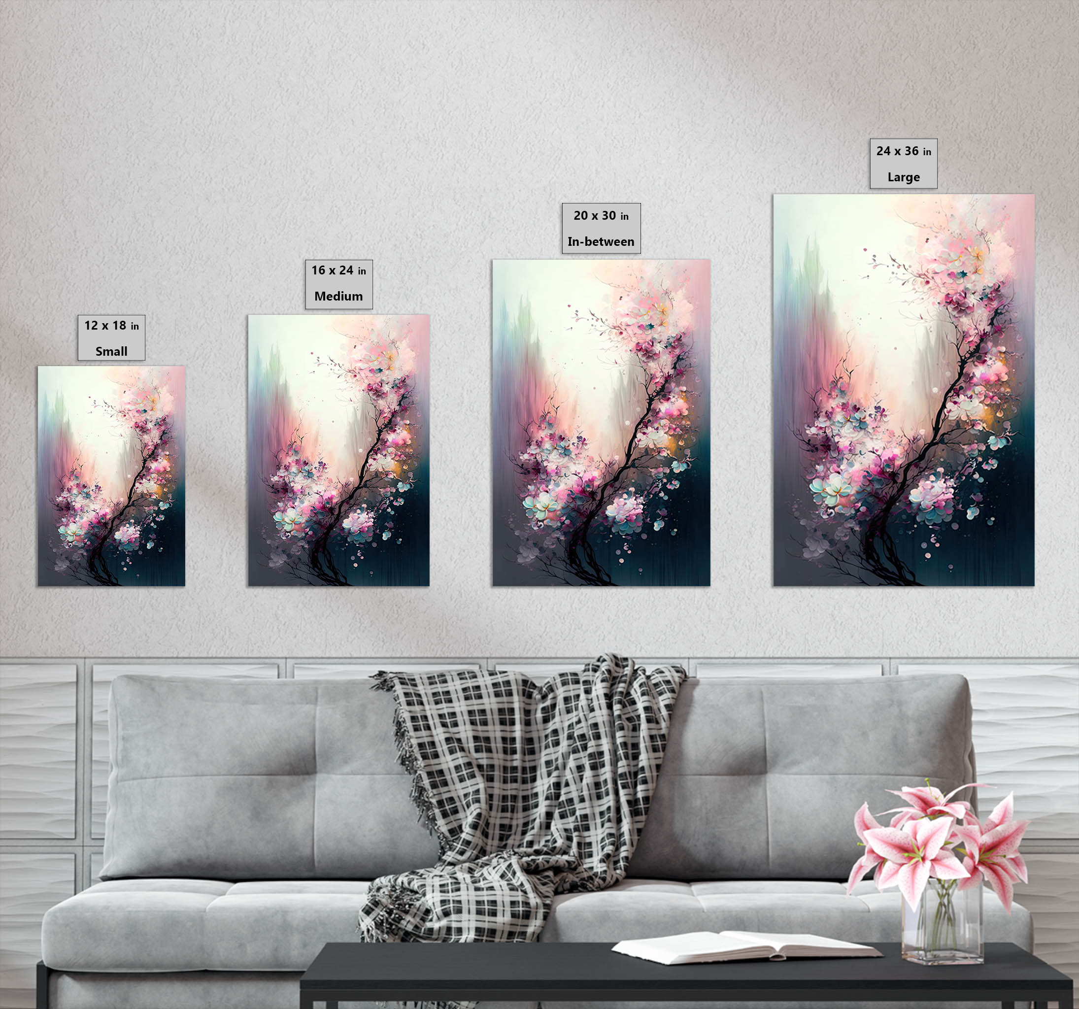 Cherry Blossom Tree Canvas Wall Art Cherry Blossom Decor Etsy
