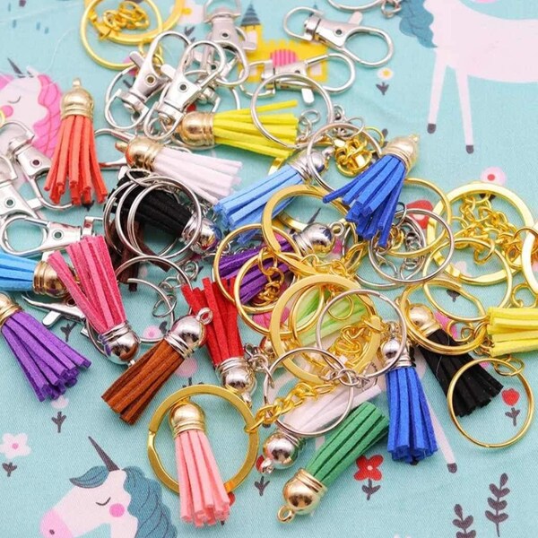 Suede Keychain Tassels, DIY Keychains, Backpacks, Purses, Accessories, Multiple colors, Ships from the USA