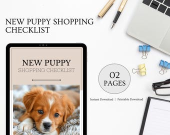 New Puppy Shopping Checklist | Puppy Essentials List | Printable & Editable Pet Planner | Digital Puppy Supply List
