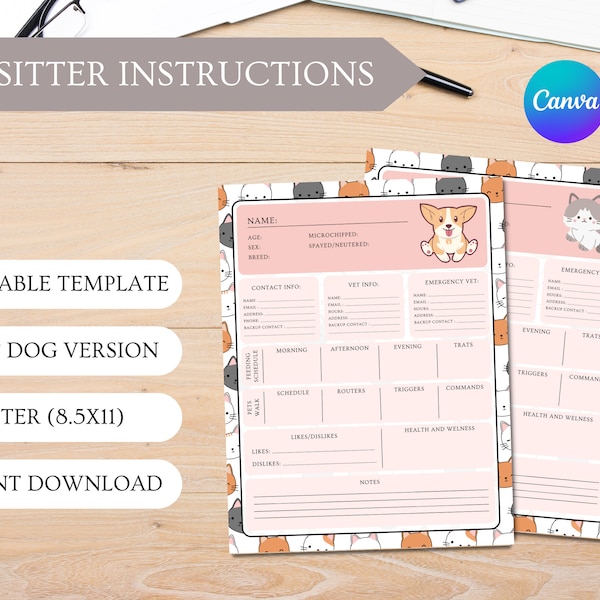 Dog Sitter Guide Template Etsy
