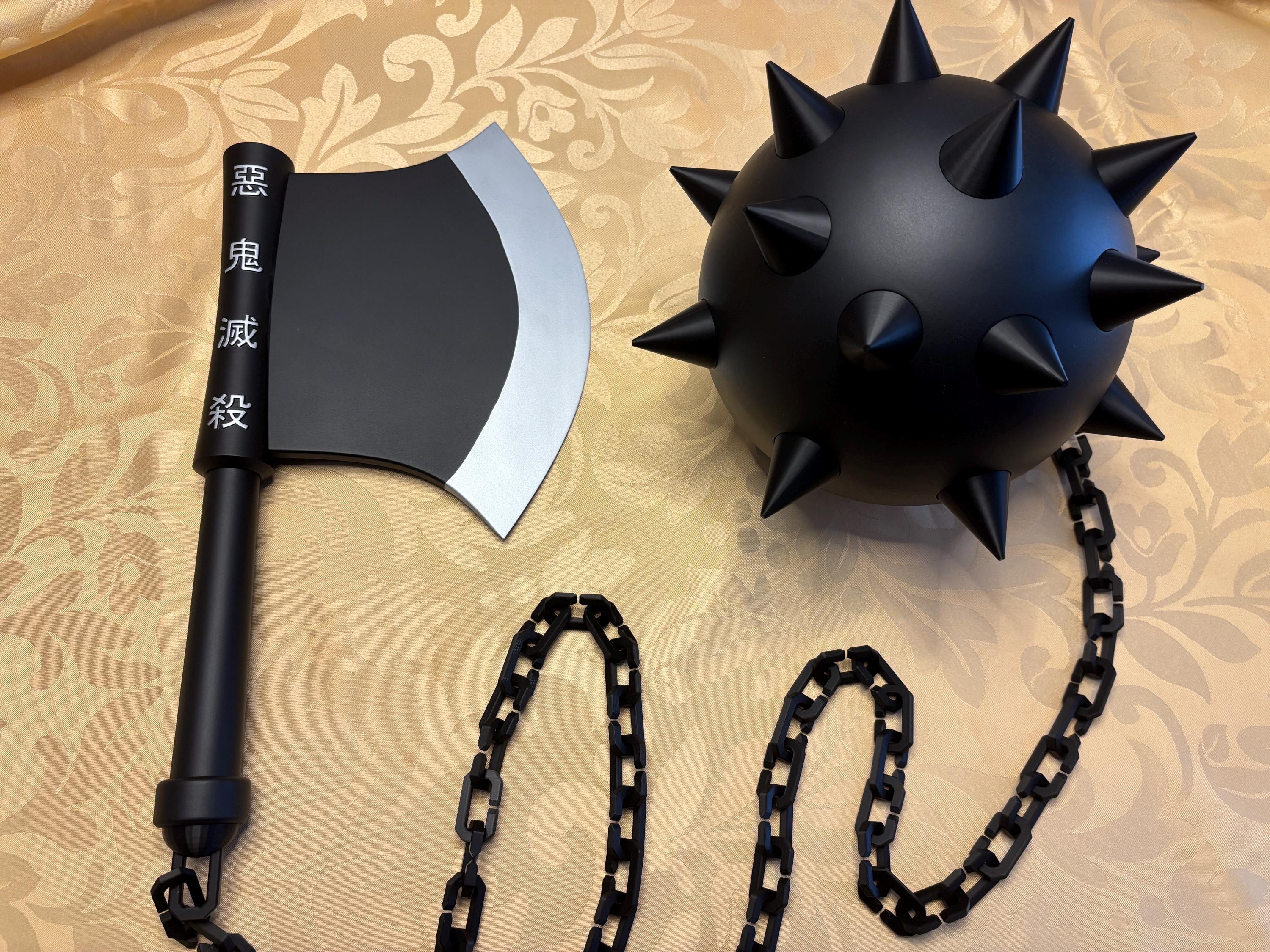 行明武器 - 1:1 鬼滅の刃 コスプレ小道具 - 斧とチェーン付き