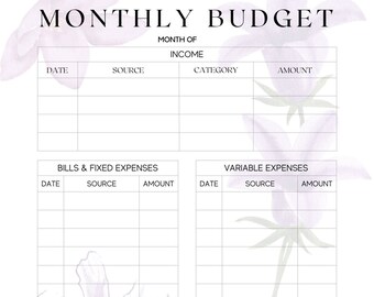 Monthly & Weekly Planner, Printable, Digital Download