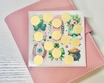 Pink Lucky Scratch Off Savings Challenge Card – St. Patrick's Day Budget Tracker