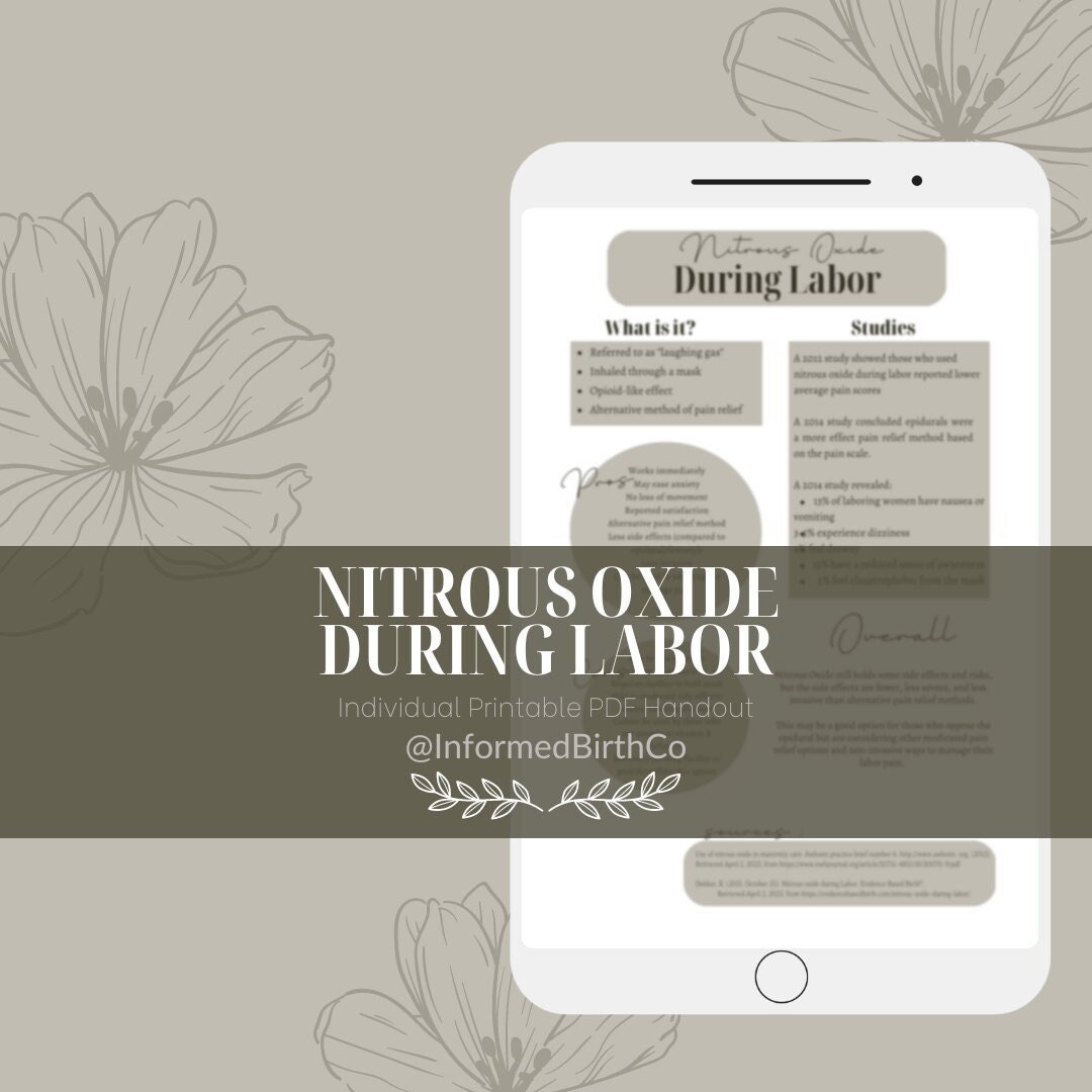 Nitrous Oxide During Labor, Hospital Birth, Handou Etsy
