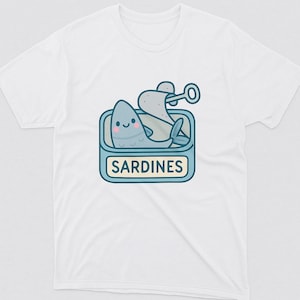 Niedliche Cartoon Sardine in Dose PNG | Kawaii Fische Clipart | Lustige Ozean-Meeresfrüchte-Illustration | Digitaler Download| Trendiger Stil Spaß am Essen