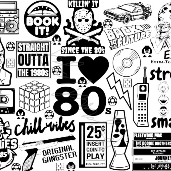 I love the 80's printable, PNG file, the eighties printable, throwback, vintage design,