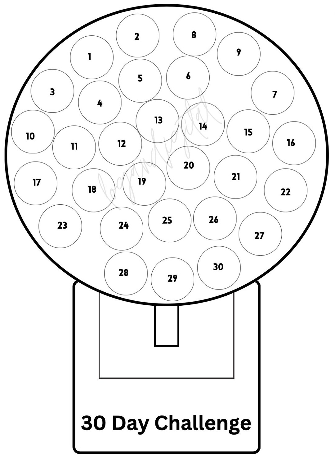 30 Day Bubble Gum Challenge, Multi Printable Challenge, Colorable