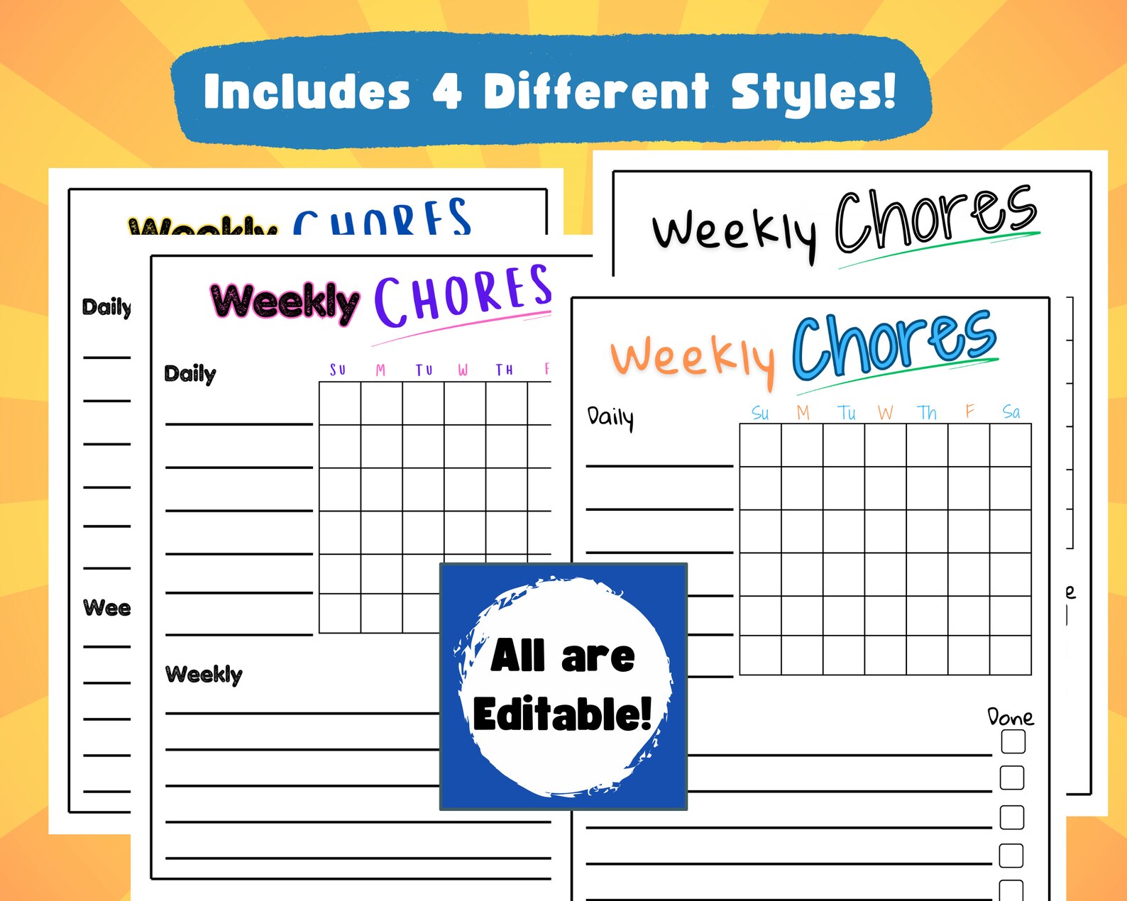 Printable Chore Chart | Visual Schedule | Command Center | Editable ...