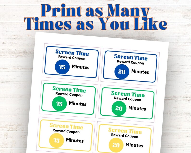 Screen Time Coupon, Screen Time Rules, Screen Time Chore Chart, Kids Screen Time Tickets, Summer ...