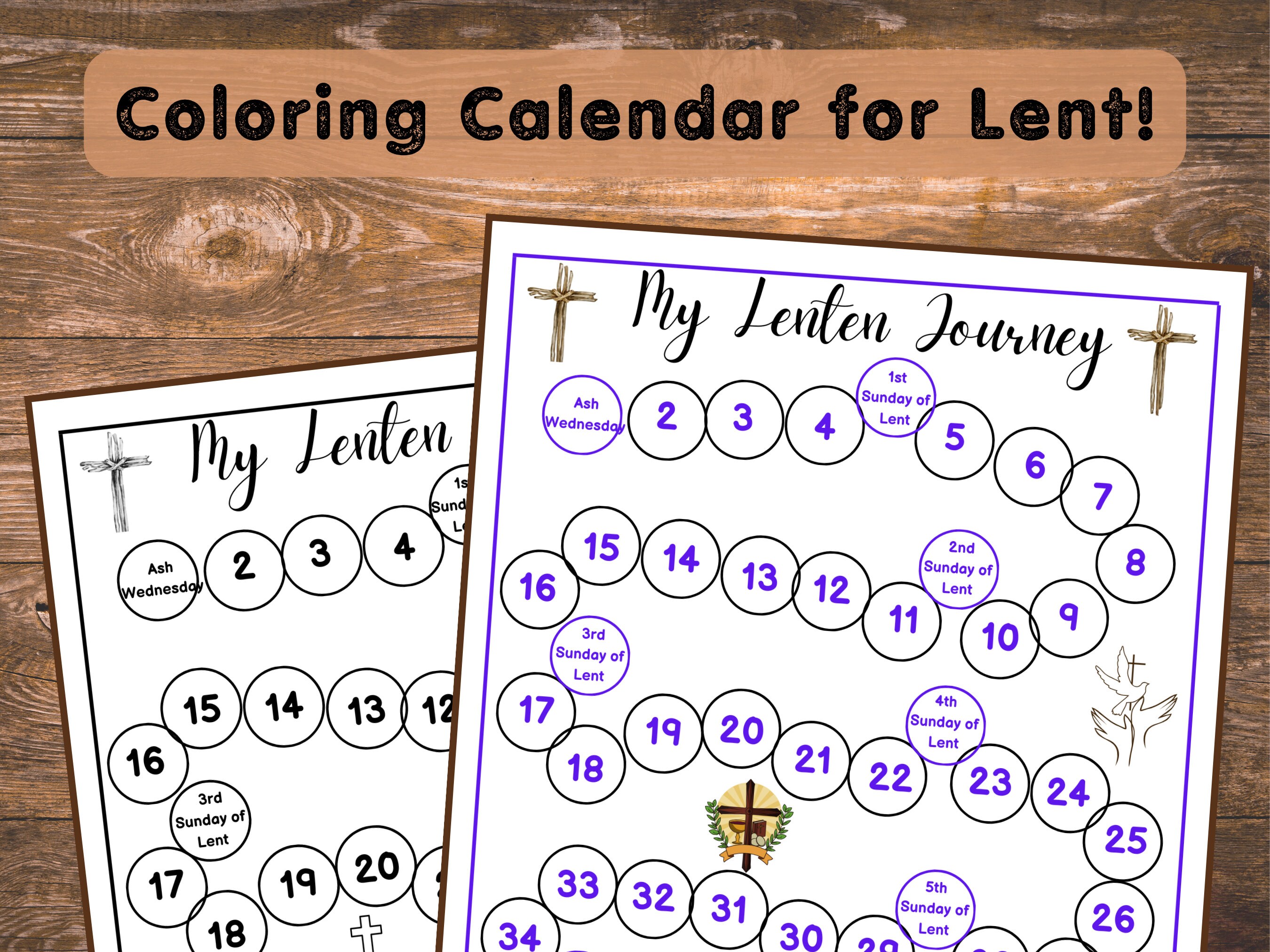 Lenten Calendar Printable, Ash Wednesday, Lent Calendar 2024, Lenten