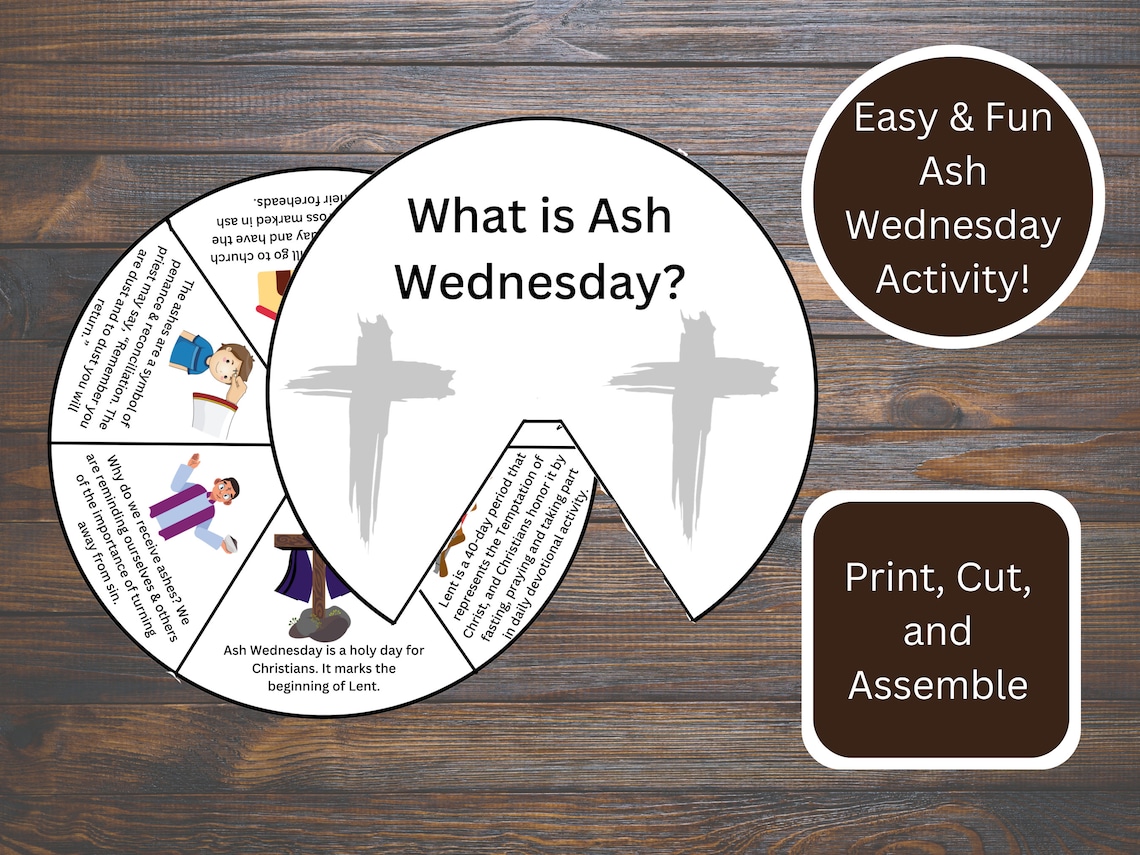 Ash Wednesday Craft, Printable Catholic Spinner Wheel Lesson for Kids