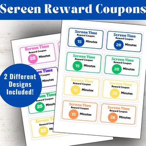 Screen Time Coupon, Screen Time Rules, Screen Time Chore Chart, Kids Screen Time Tickets, Summer Screen Time Checklist for Kids, Printable