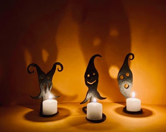 Hand forged candled spirits Halloween candle holder