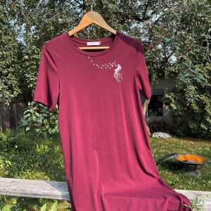 Hand Embroidered Dandelion T-shirt Maxi Dress