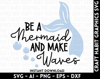 Mermaid svg, dxf, eps, png files for Cutting Machines - Cricut, Silhouette, Cameo, Laser Engraving | Instant Download
