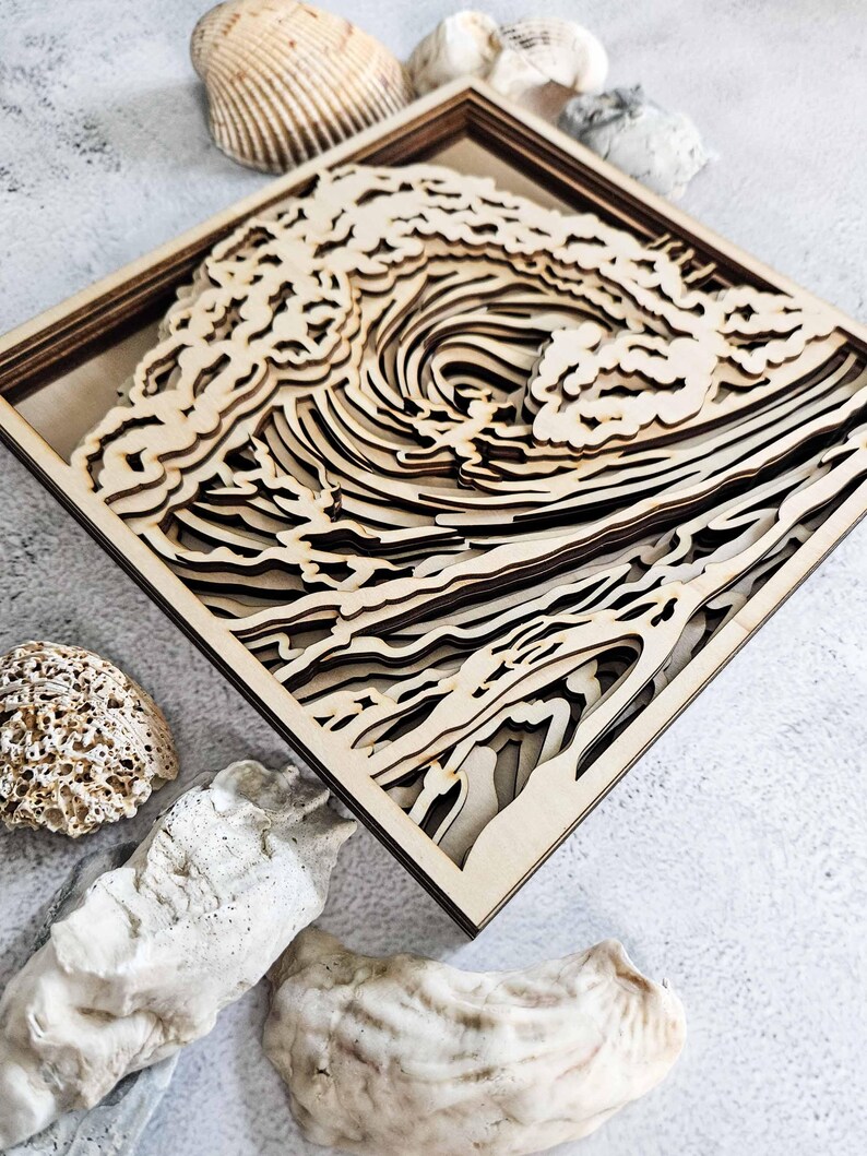 Ocean Waves Shadow Box Svg | Layered Svg File - Laser Cut File - XCS ...