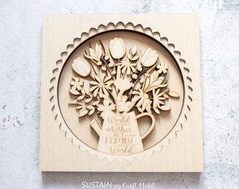 Flower Bouquet Shadow Box svg | Layered Shadow Box svg file - Laser Cut File | xTool P2, M1 | Instant Download | Laser Cutting, Engraving