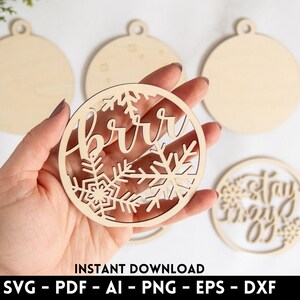 Snowflake Ornaments | Set of 3 | svg, dxf, eps, png, pdf files for Cutting Machines - XTool | Laser Engraving | Christmas crafting svg