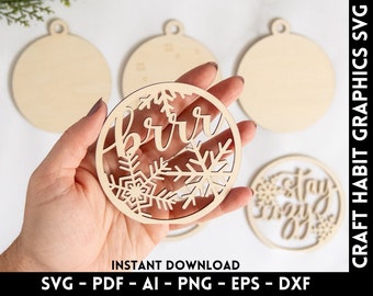 Snowflake Ornaments | Set of 3 | svg, dxf, eps, png, pdf files for Cutting Machines - XTool | Laser Engraving | Christmas crafting svg