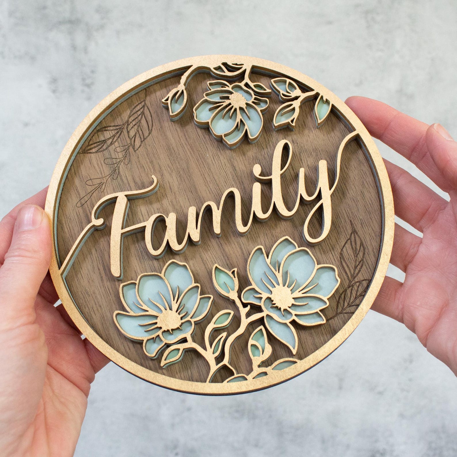 Layered Family Floral Sign | Svg, Dxf, Eps, Png, Pdf Files for Cutting ...
