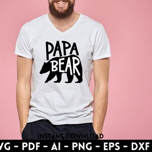 Fichiers svg, dxf, eps, png de papa ours pour machines de découpe - Cricut, silhouette, camée | Téléchargement instantané | Fête des pères | Cadeau pour nouveau papa