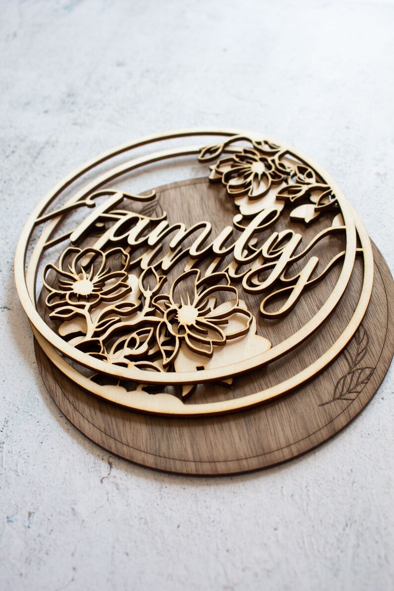 Layered Family Floral Sign | Svg, Dxf, Eps, Png, Pdf Files for Cutting ...