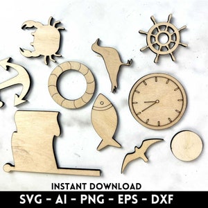 Nautical Cutouts | Set of 310 | svg, dxf, eps, png files for Cutting Machines - XTool | Laser Engraving | Coastal crafting svg