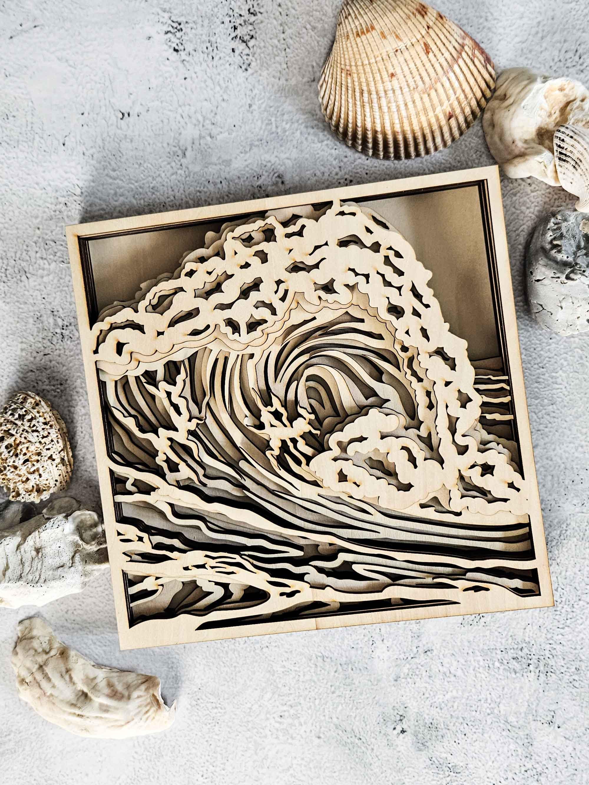 Ocean Waves Shadow Box Svg | Layered Svg File - Laser Cut File - XCS ...
