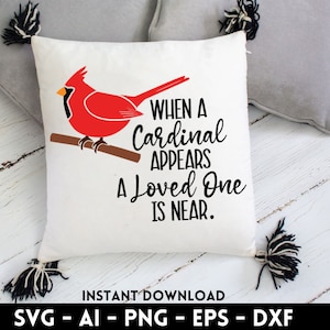Wanneer een kardinaal verschijnt... SVG, DXF, EPS, PNG-bestanden voor snijmachines - Cricut, Silhouette, Cameo, lasergravure | Directe download