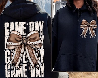Football Game Day Hoodie, Coquette Football Sweatshirt, Football Mama Gift, Football Fan Sweater, Touchdown Hoodie, Football Season Sweater